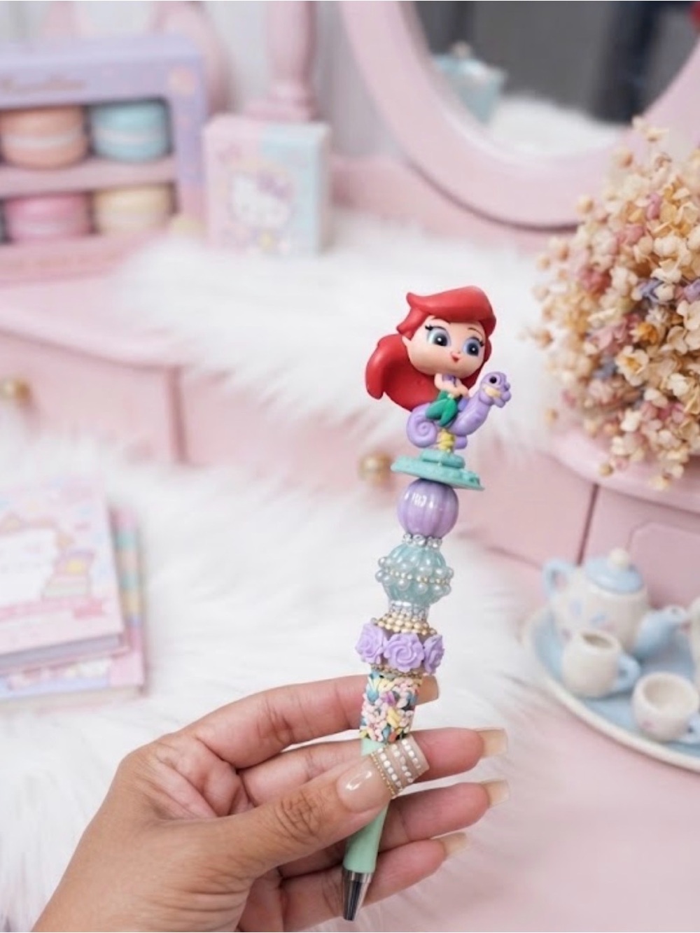 Lavender Mermaid Decorative Beaded Pen for Kids